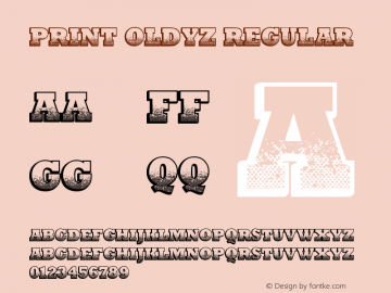 Print Oldyz Regular Version 1.00 January 29, 2014, initial release Font Sample