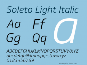 Soleto Light Italic Version 1.000 Font Sample