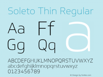 Soleto Thin Regular Version 1.000 Font Sample
