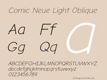 Comic Neue Light Oblique Version 2.002 Font Sample