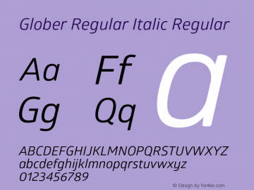 Glober Regular Italic Regular Version 1.000 Font Sample