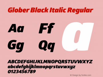 Glober Black Italic Regular Version 1.000图片样张
