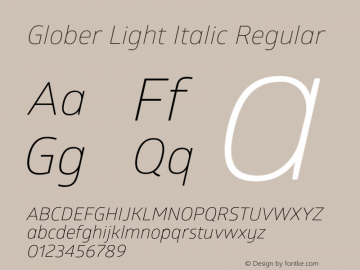 Glober Light Italic Regular Version 1.000图片样张