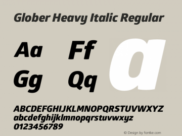 Glober Heavy Italic Regular Version 1.000图片样张