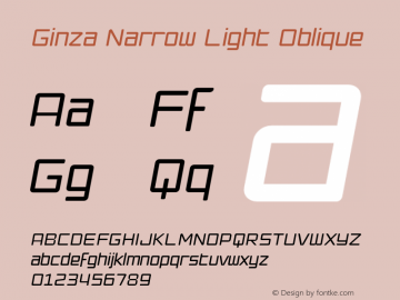 Ginza Narrow Light Oblique Version 001.000; Fonts for Free; vk.com/fontsforfree Font Sample