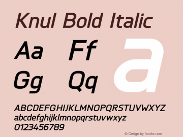 Knul Bold Italic Version 1.001; Fonts for Free; vk.com/fontsforfree图片样张