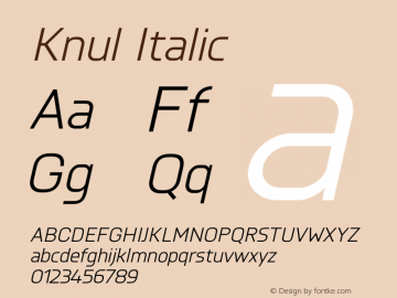 Knul Italic Version 1.001; Fonts for Free; vk.com/fontsforfree图片样张