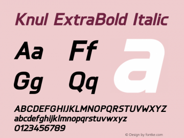 Knul ExtraBold Italic Version 1.001; Fonts for Free; vk.com/fontsforfree图片样张