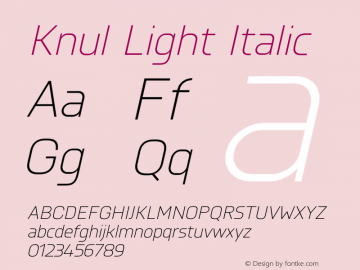 Knul Light Italic Version 1.001; Fonts for Free; vk.com/fontsforfree图片样张