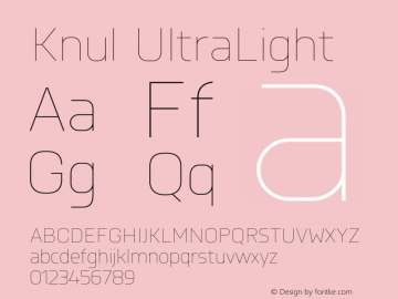 Knul UltraLight Version 1.001; Fonts for Free; vk.com/fontsforfree Font Sample