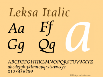 Leksa Italic Version 1.000 2008 initial release; Fonts for Free; vk.com/fontsforfree Font Sample