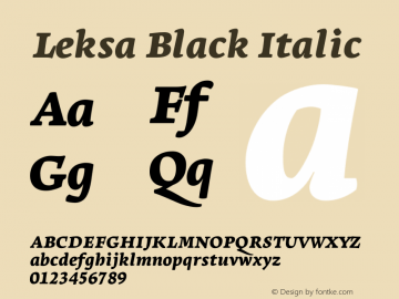 Leksa Black Italic Version 1.000 2008 initial release; Fonts for Free; vk.com/fontsforfree Font Sample