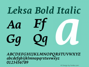 Leksa Bold Italic Version 1.000 2008 initial release; Fonts for Free; vk.com/fontsforfree Font Sample