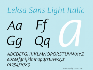 Leksa Sans Light Italic Version 1.000 2009 initial release; Fonts for Free; vk.com/fontsforfree图片样张