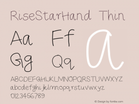 RiseStarHand Thin Version 1.0 Font Sample