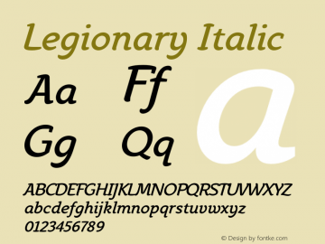 Legionary Italic Version 3.000 2010 initial release; Fonts for Free; vk.com/fontsforfree图片样张