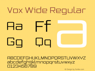 Vox Wide Regular Version 2.003; Fonts for Free; vk.com/fontsforfree Font Sample