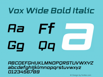 Vox Wide Bold Italic Version 2.003; Fonts for Free; vk.com/fontsforfree图片样张