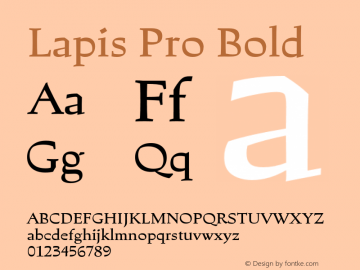 Lapis Pro Bold Version 2.00; Font Sample