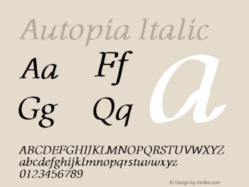Autopia Italic V.1.0 Font Sample