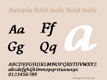 Autopia Bold Italic Bold Italic V.1.0 Font Sample