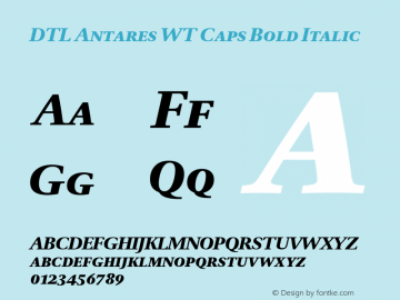 DTL Antares WT Caps Bold Italic Version 001.000 Font Sample