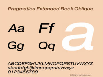 Pragmatica Extended Book Oblique Version 2.000 Font Sample