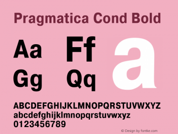 Pragmatica Cond Bold Version 2.000 Font Sample