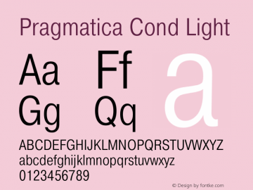 Pragmatica Cond Light Version 2.000 Font Sample