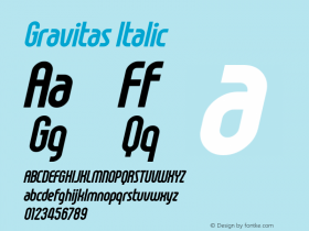 Gravitas Italic Version 1.00 February 15, 2014, initial release图片样张