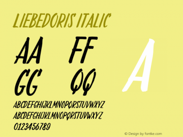 LiebeDoris Italic Version 1.000;PS 001.000;hotconv 1.0.70;makeotf.lib2.5.58329 Font Sample