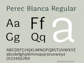Perec Blanca Regular Version 1.000 Font Sample