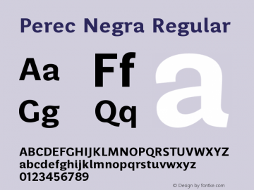 Perec Negra Regular Version 1.000 Font Sample