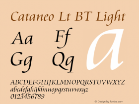 Cataneo Lt BT Light mfgpctt-v4.4 Jan 4 1999 Font Sample