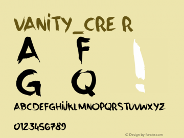 VANITY_CRE Regular Version 1.000 Font Sample