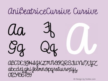 AniBeatriceCursive Cursive Version 001.000 Font Sample