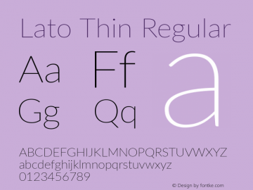Lato Thin Regular Version 2.007; 2014-02-27 Font Sample