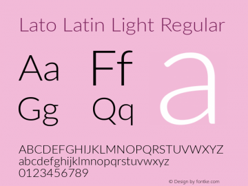 Lato Latin Light Regular 2.007 Font Sample