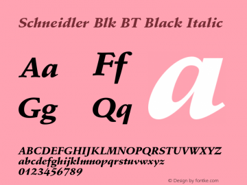 Schneidler Blk BT Black Italic mfgpctt-v4.4 Jan 1 1999图片样张