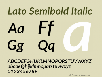 Lato Semibold Italic Version 2.006; 2014-01-15图片样张