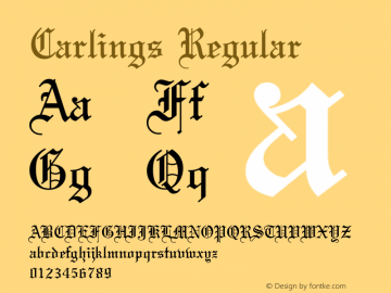 Carlings Regular Unknown Font Sample
