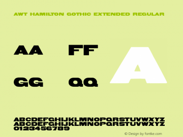 AWT Hamilton Gothic Extended Regular Version 1.00 November 5, 2013, initial release图片样张