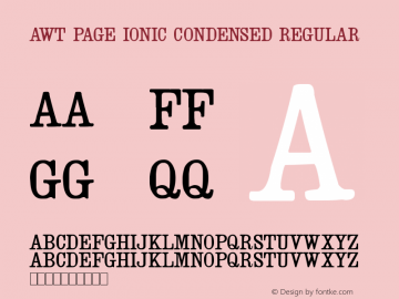 AWT Page Ionic Condensed Regular Version 1.10 October 31, 2013图片样张