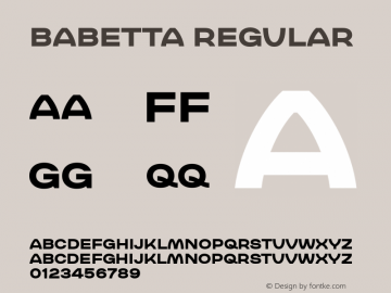 Babetta Regular Version 1.003 Font Sample