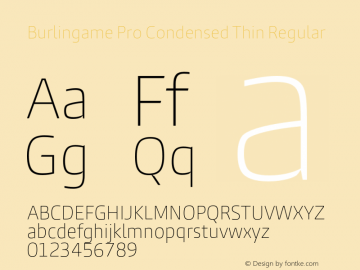 Burlingame Pro Condensed Thin Regular Version 1.000 Font Sample