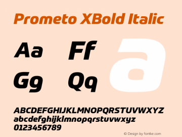 Prometo XBold Italic Version 1.000 Font Sample