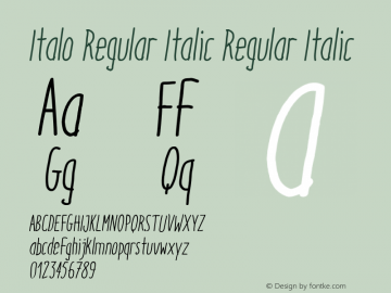 Italo Regular Italic Regular Italic Version 1.000 Font Sample