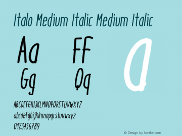 Italo Medium Italic Medium Italic Version 1.000 Font Sample