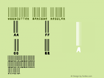 Woodcutter barcode Regular Version 1.00 March 3, 2014, initial release Font Sample