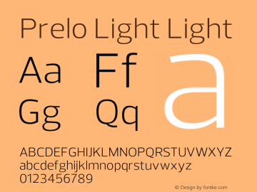 Prelo Light Light Version 1.0 Font Sample